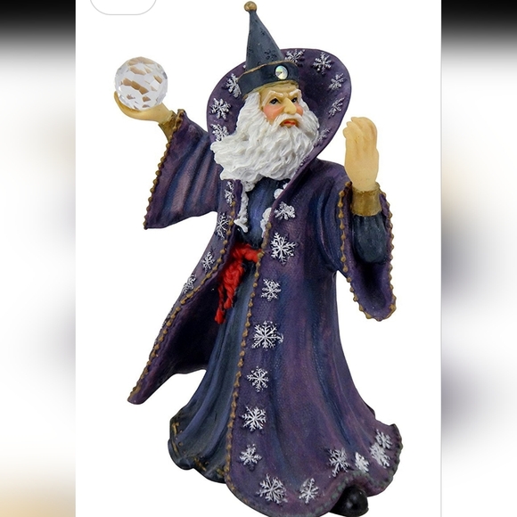 MYSTICAL MERLIN WIZARD SORCERER FIGURE WITH FACETED CRYSTAL...
